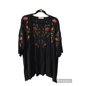 Nectar Clothing Black Floral Short Duster Sz.M